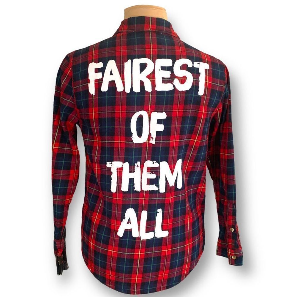 Disney x Cakeworthy Snow White Flannel Button Up Fairest Of Them All Red Plaid